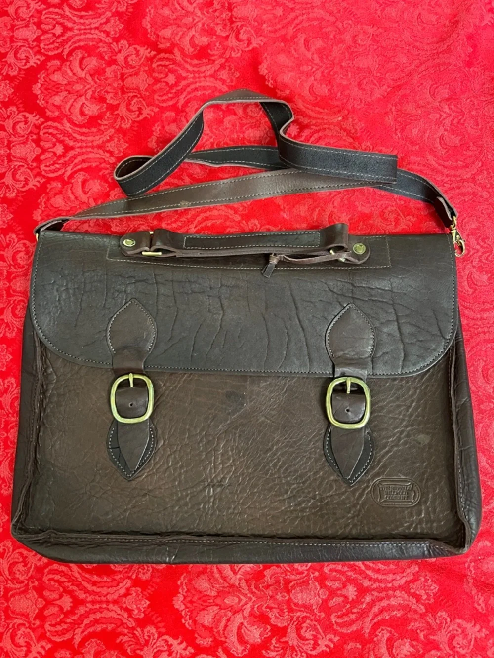 Buffalo Billfold Company 1920s Attache Briefcase American Bison Leather USA Made